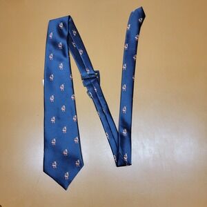 Essex Row Navy Blue Santa Christmas Pattern Necktie 100 Percent Polyester USA